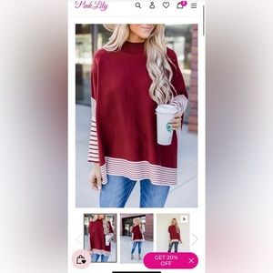 Pink Lily Everything You Need Red Striped Poncho